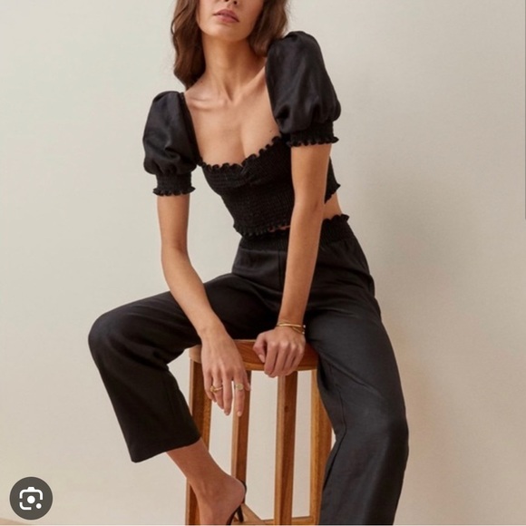 Reformation Linen Mora Set - Black - Size 2 - Picture 2 of 3